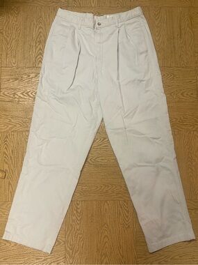 Eddie Bauer Light Cream Pleated Chinos